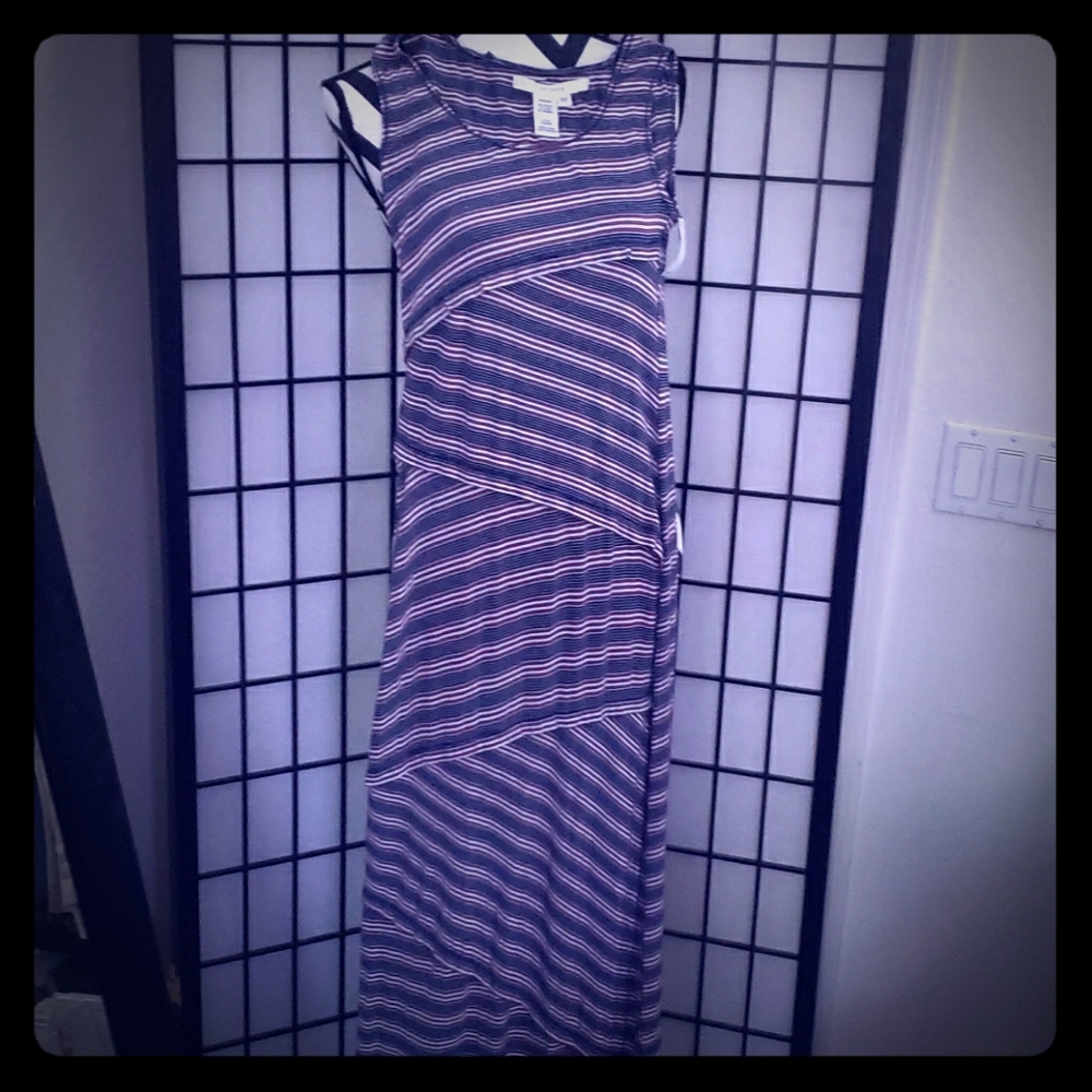 Striped long sleeveless  dress